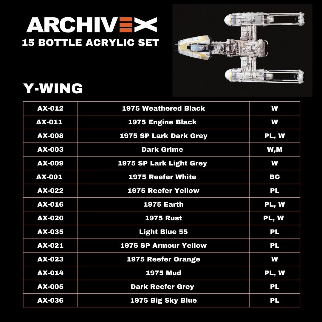 Y-Wing Acrylic Set (contains 15 colours)