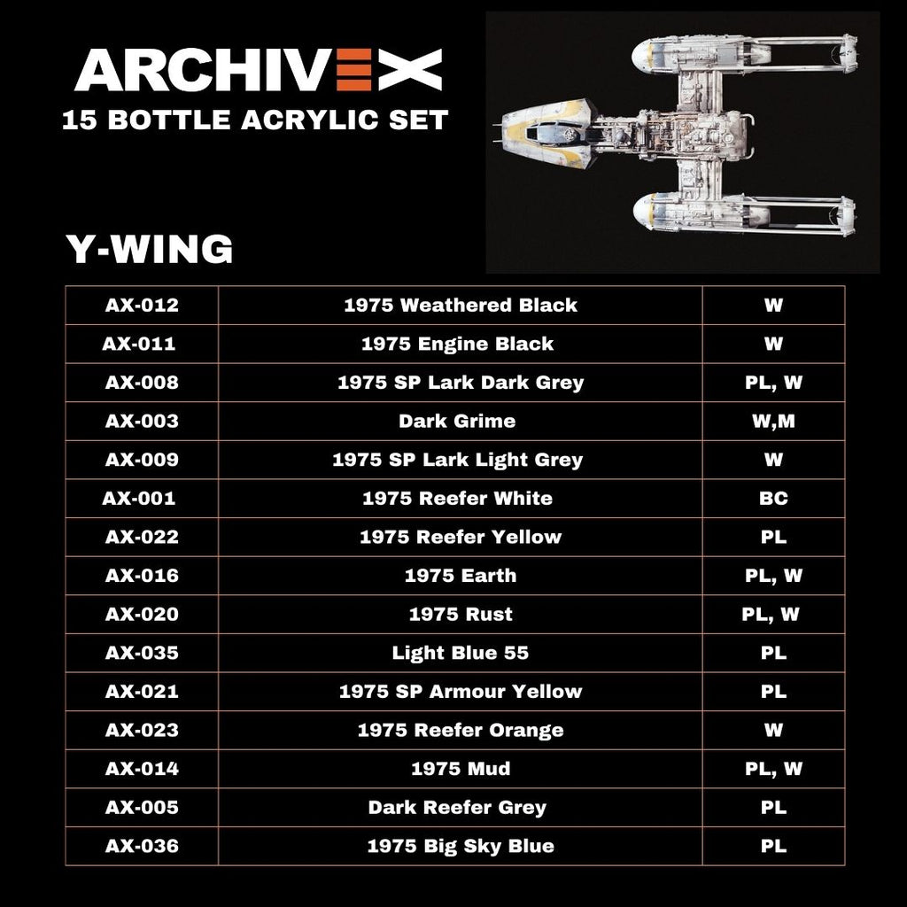 Y-Wing Acrylic Set (contains 15 colours)