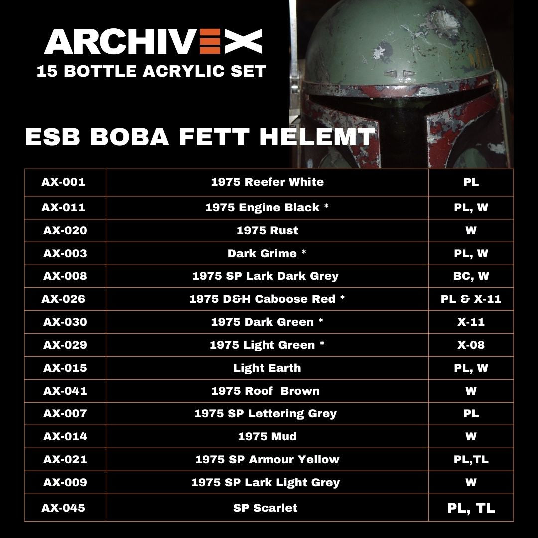 ESB Fett Helmet Acrylic Set (contains 15 colours)